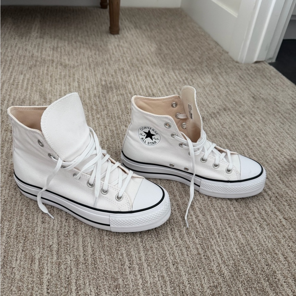Converse Women's White High-Top Sneakers with Black Accents
